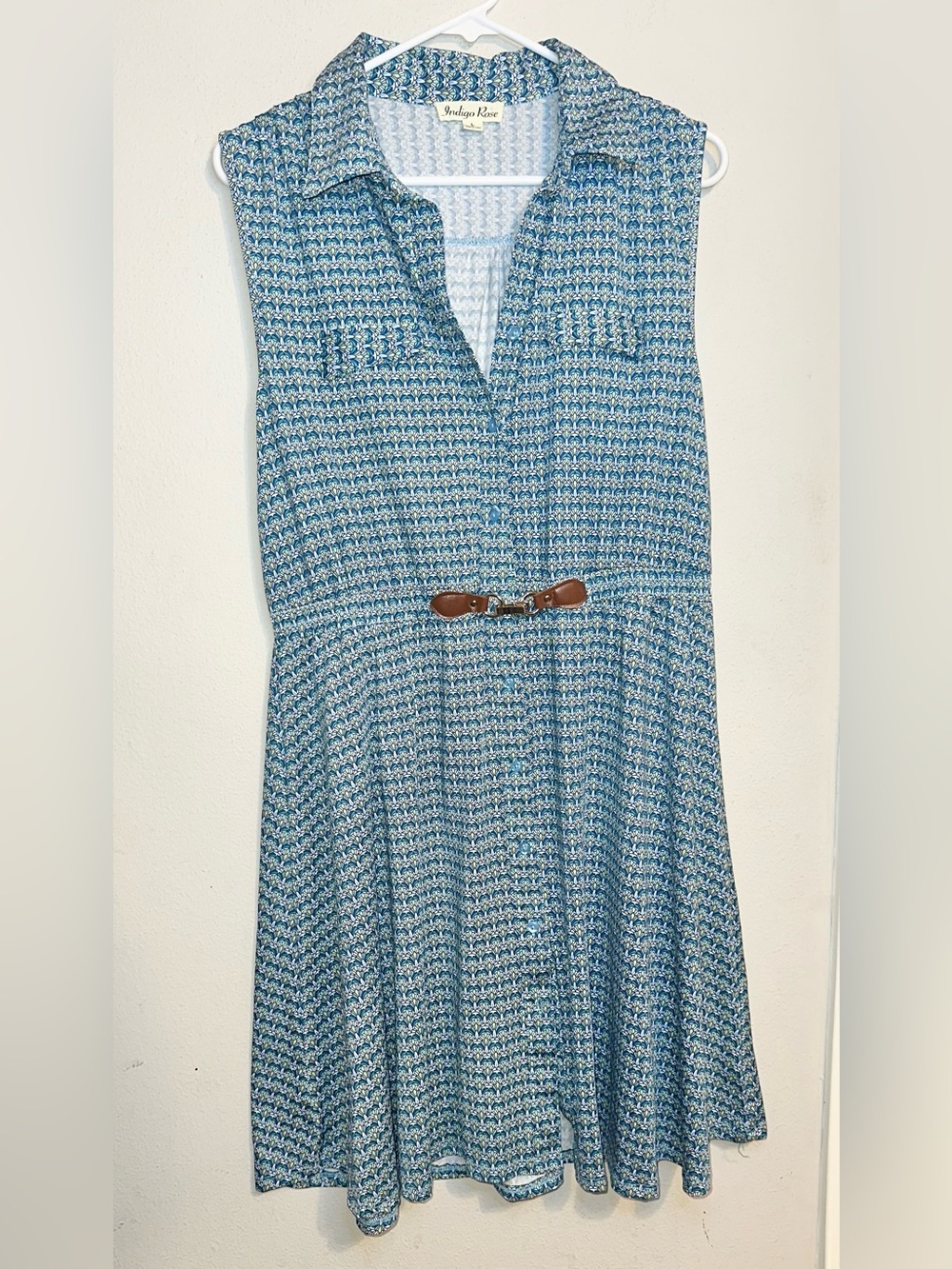 Indigo Rose Blue Patterned Sleeveless Dress